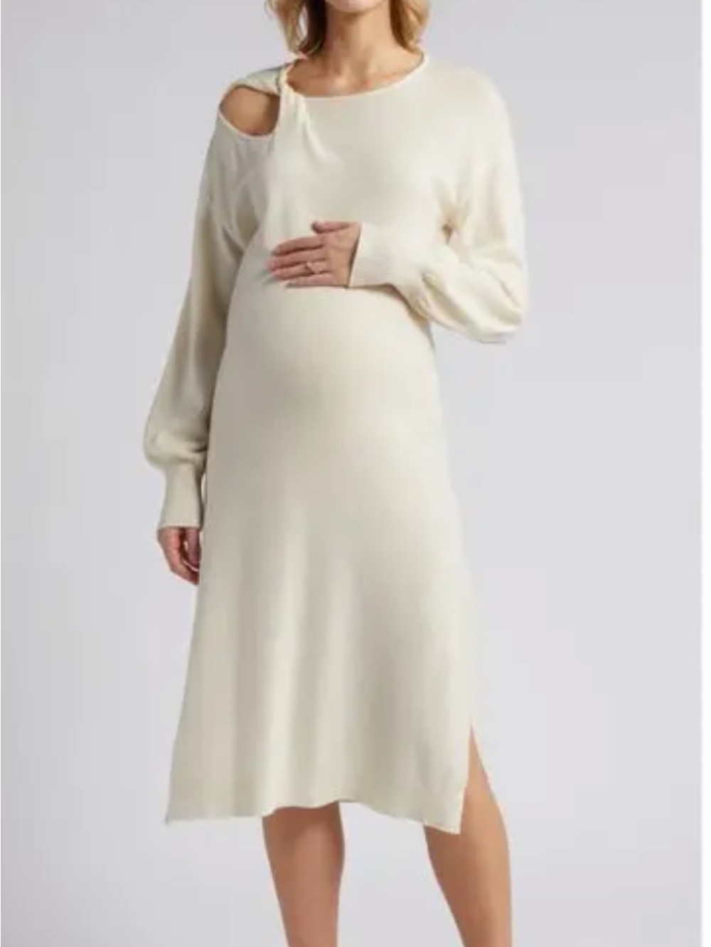 NWOT Emilia George Maternity Cashmere/ Wool Blend Cream Sweater Dress XS